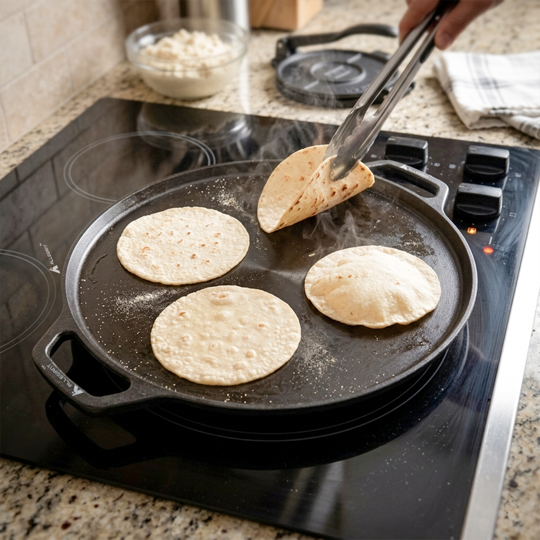 Cast Iron Double Handle Smooth Tawa